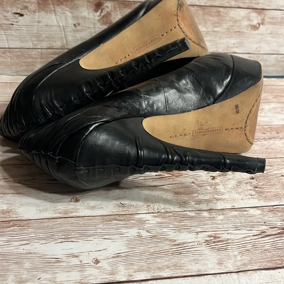 Vince Camuto Black Leather Stiletto Heels Size 9B/38 - Picture 9 of 13